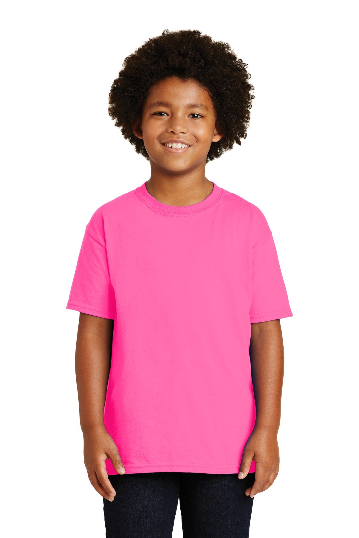 Gildan ®  - Youth Ultra Cotton ® 100% US Cotton T-Shirt. 2000B - Safety Pink