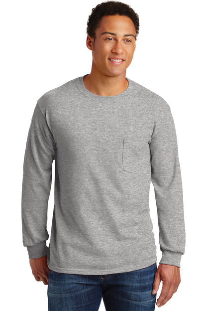 Gildan ®  - Ultra Cotton ®  100% US Cotton Long Sleeve T-Shirt with Pocket.  2410