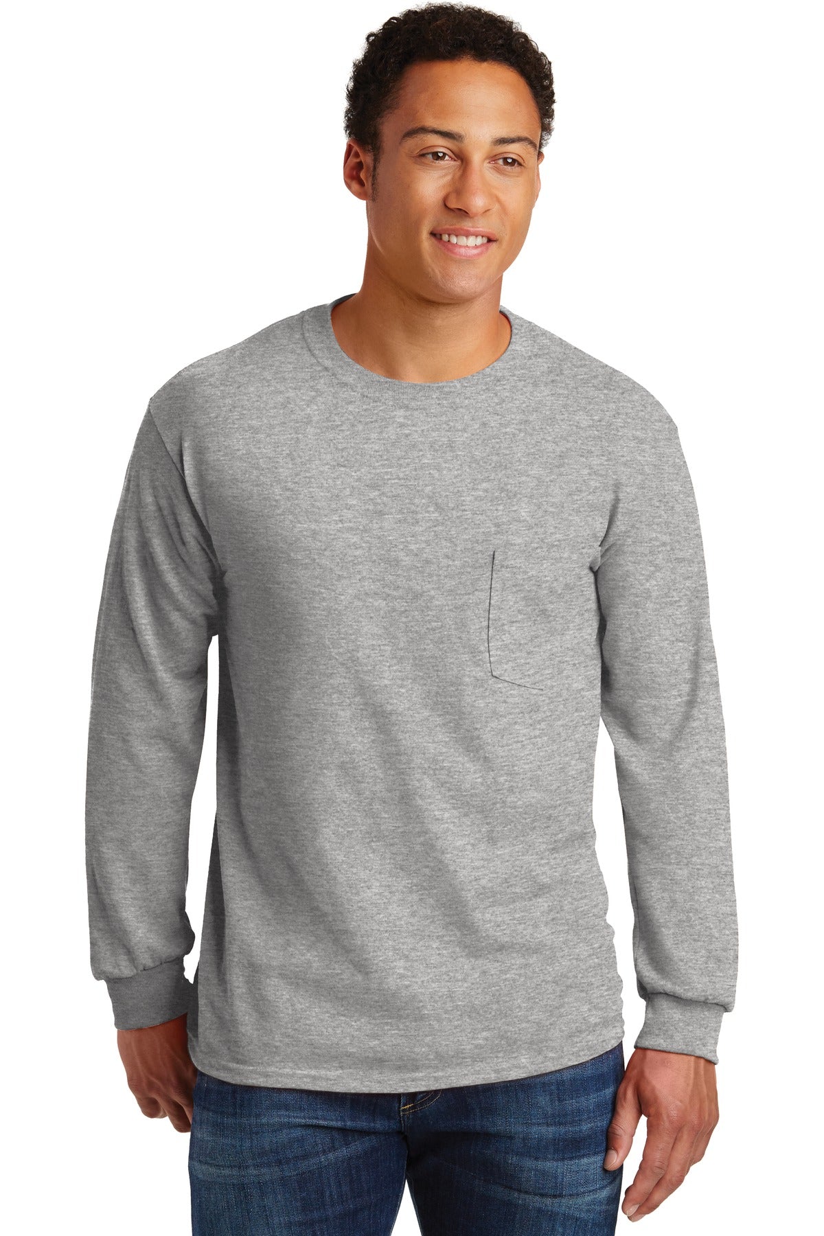 Gildan ®  - Ultra Cotton ®  100% US Cotton Long Sleeve T-Shirt with Pocket.  2410