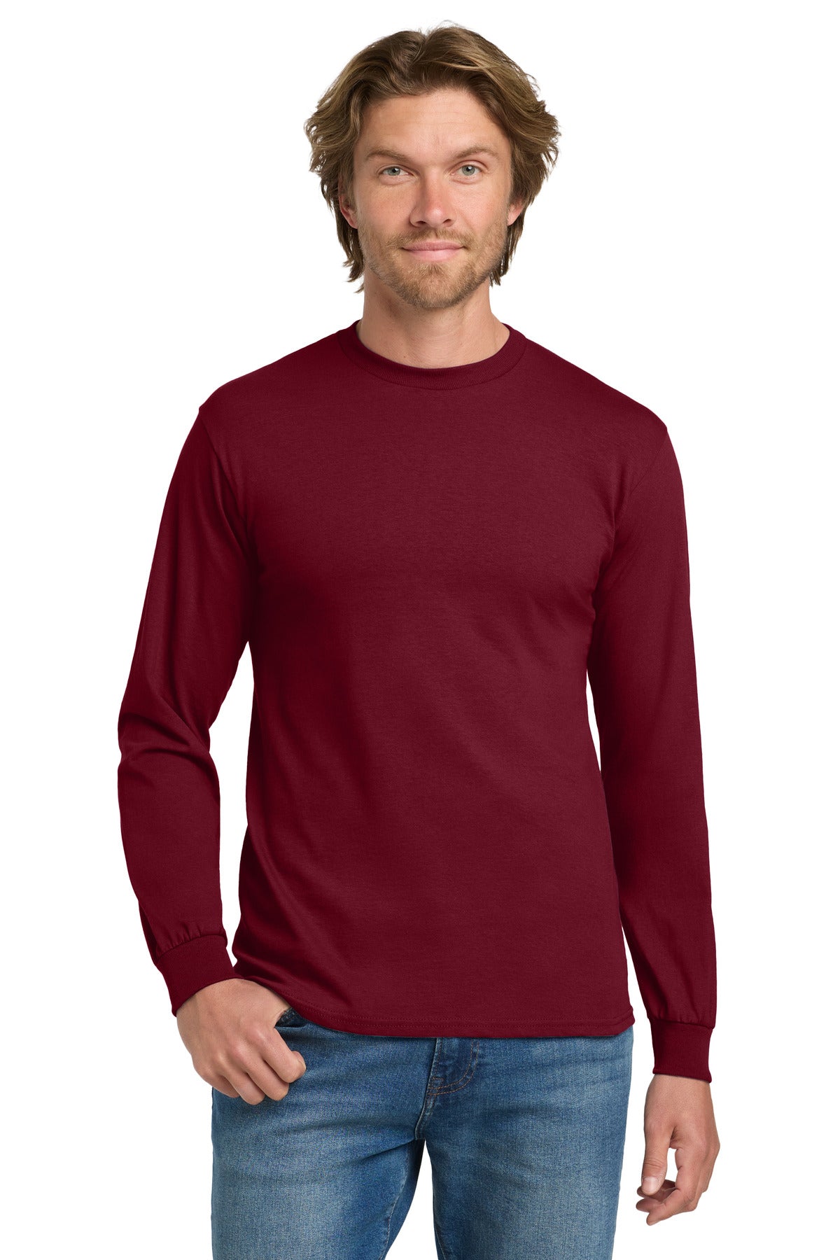 Gildan ®  - Heavy Cotton ™  100% Cotton Long Sleeve T-Shirt.  5400 - Cardinal Red