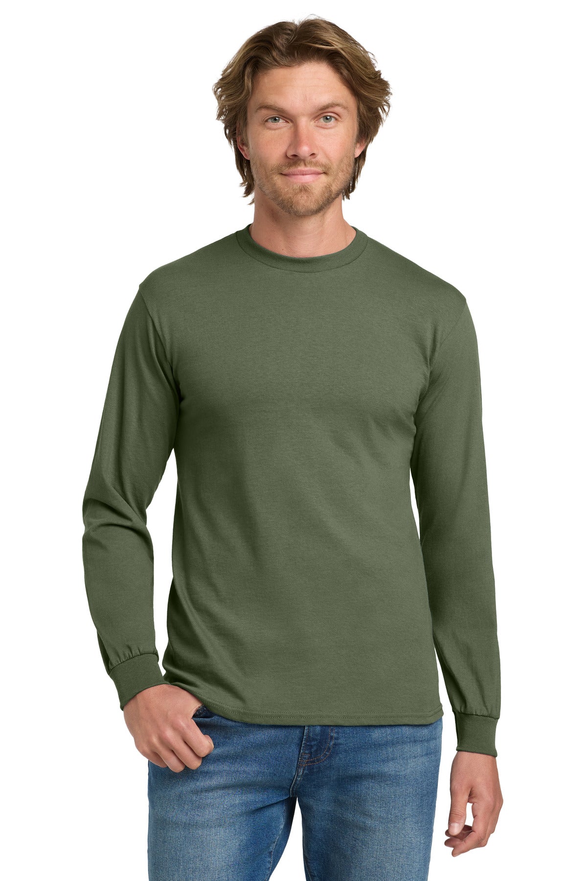 Gildan ®  - Heavy Cotton ™  100% Cotton Long Sleeve T-Shirt.  5400 - Military Green