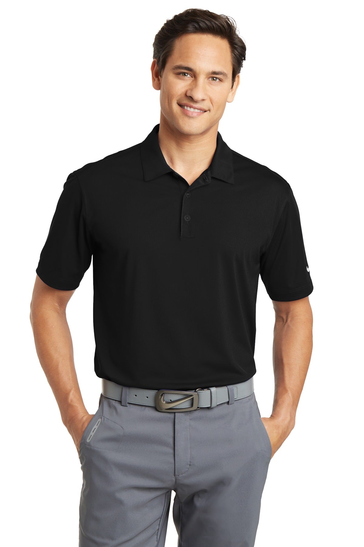 Nike Dri-FIT Vertical Mesh Polo. 637167 - Black