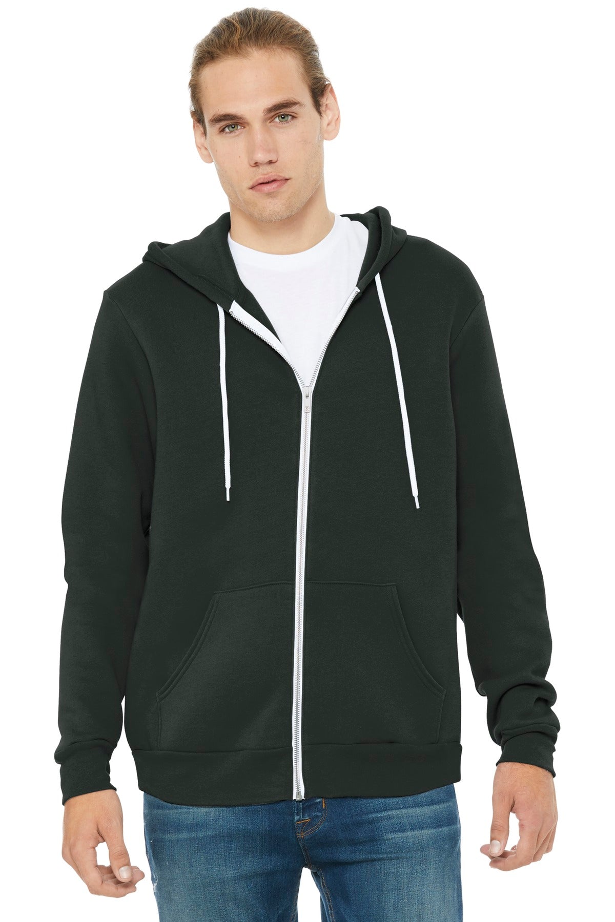 BELLA+CANVAS ® Unisex Sponge Fleece Full-Zip Hoodie. BC3739 - DTG Dark Grey