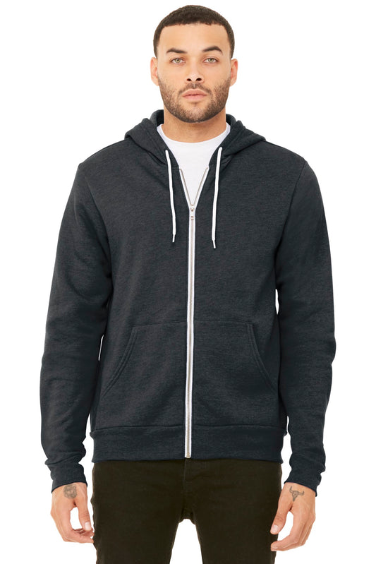 BELLA+CANVAS ® Unisex Sponge Fleece Full-Zip Hoodie. BC3739 - Dark Grey Heather