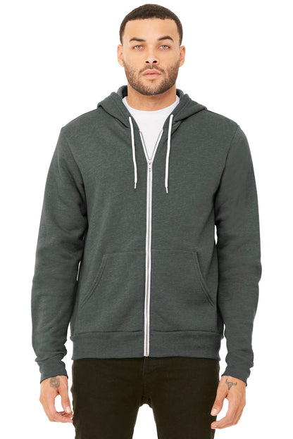 BELLA+CANVAS ® Unisex Sponge Fleece Full-Zip Hoodie. BC3739 - Deep Heather