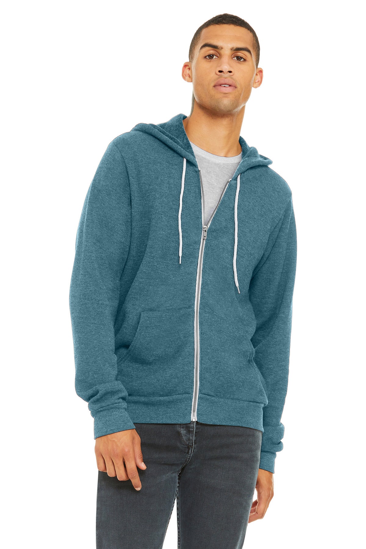 BELLA+CANVAS  ®  Unisex Sponge Fleece Full-Zip Hoodie. BC3739 - Heather Deep Teal