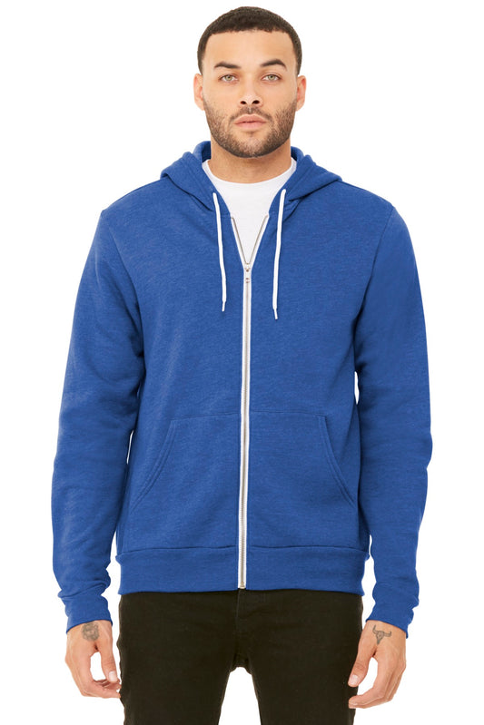 BELLA+CANVAS ® Unisex Sponge Fleece Full-Zip Hoodie. BC3739 - Heather True Royal