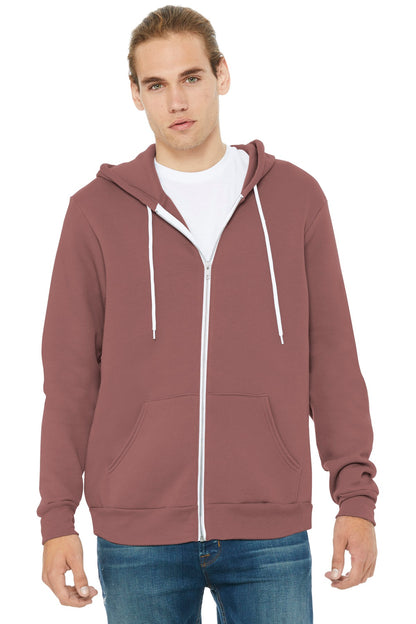 BELLA+CANVAS ® Unisex Sponge Fleece Full-Zip Hoodie. BC3739 - Mauve