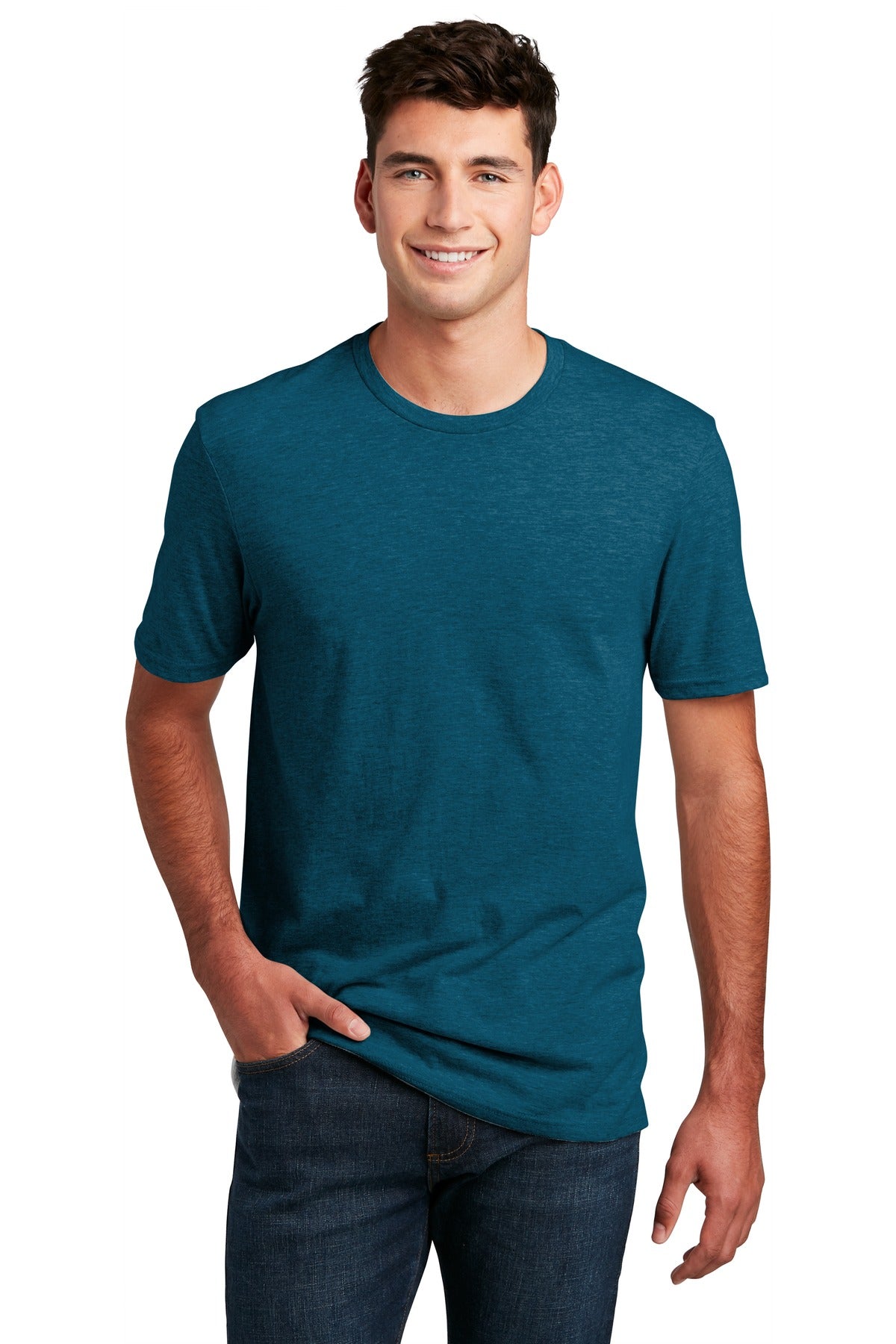 District ®  Perfect Blend ®  CVC Tee. DM108 - Deep Turquoise Fleck