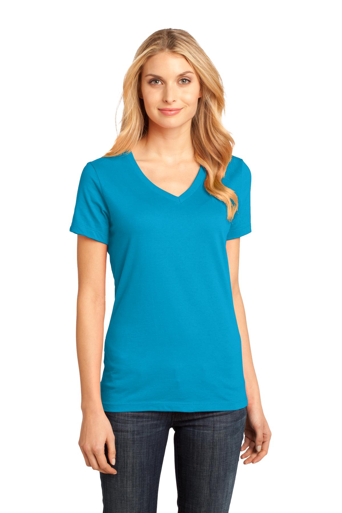 District ®  - Women's Perfect Weight ®  V-Neck Tee. DM1170L - Bright Turquoise