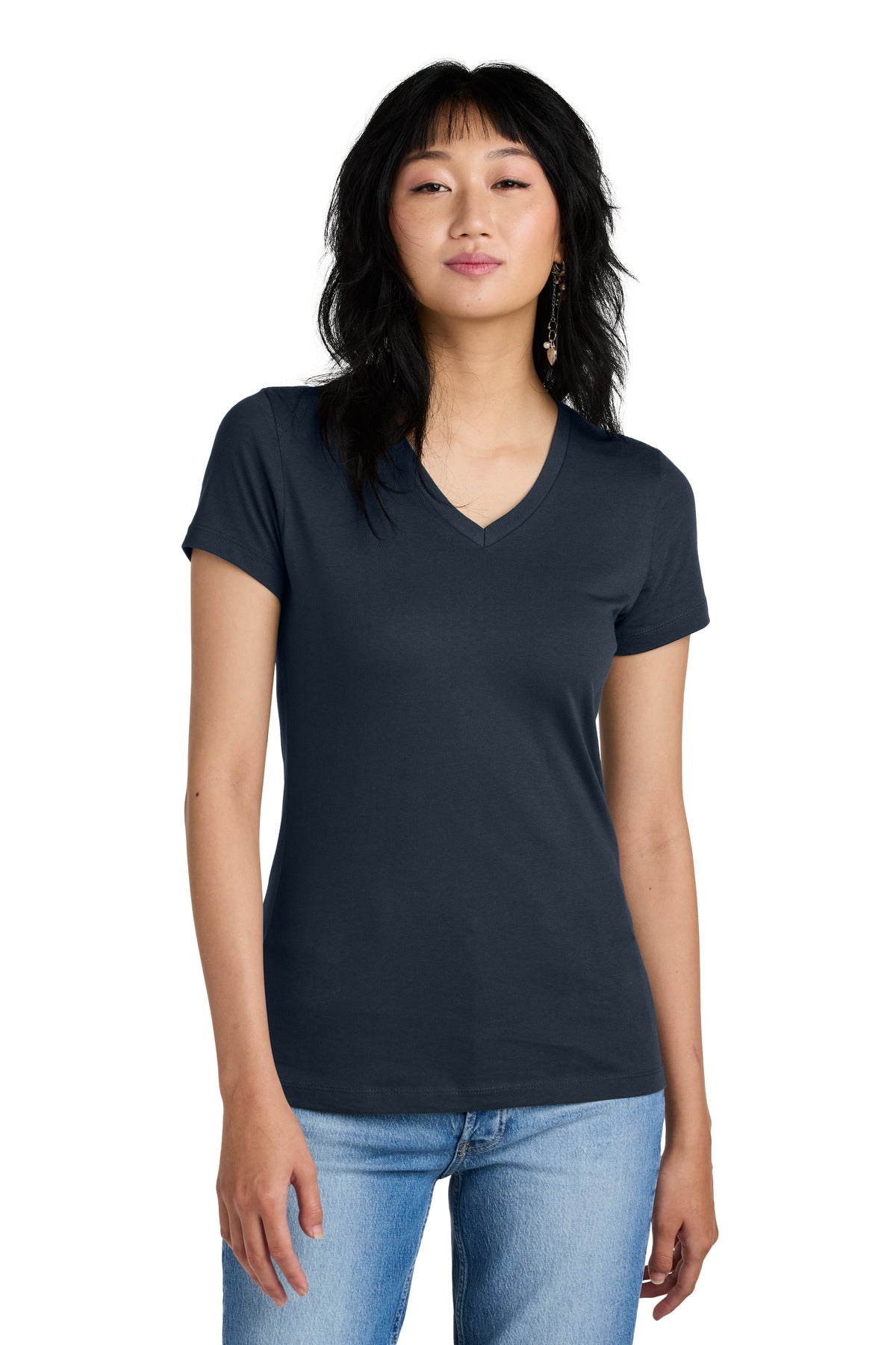 District ®  - Women's Perfect Weight ®  V-Neck Tee. DM1170L - New Navy