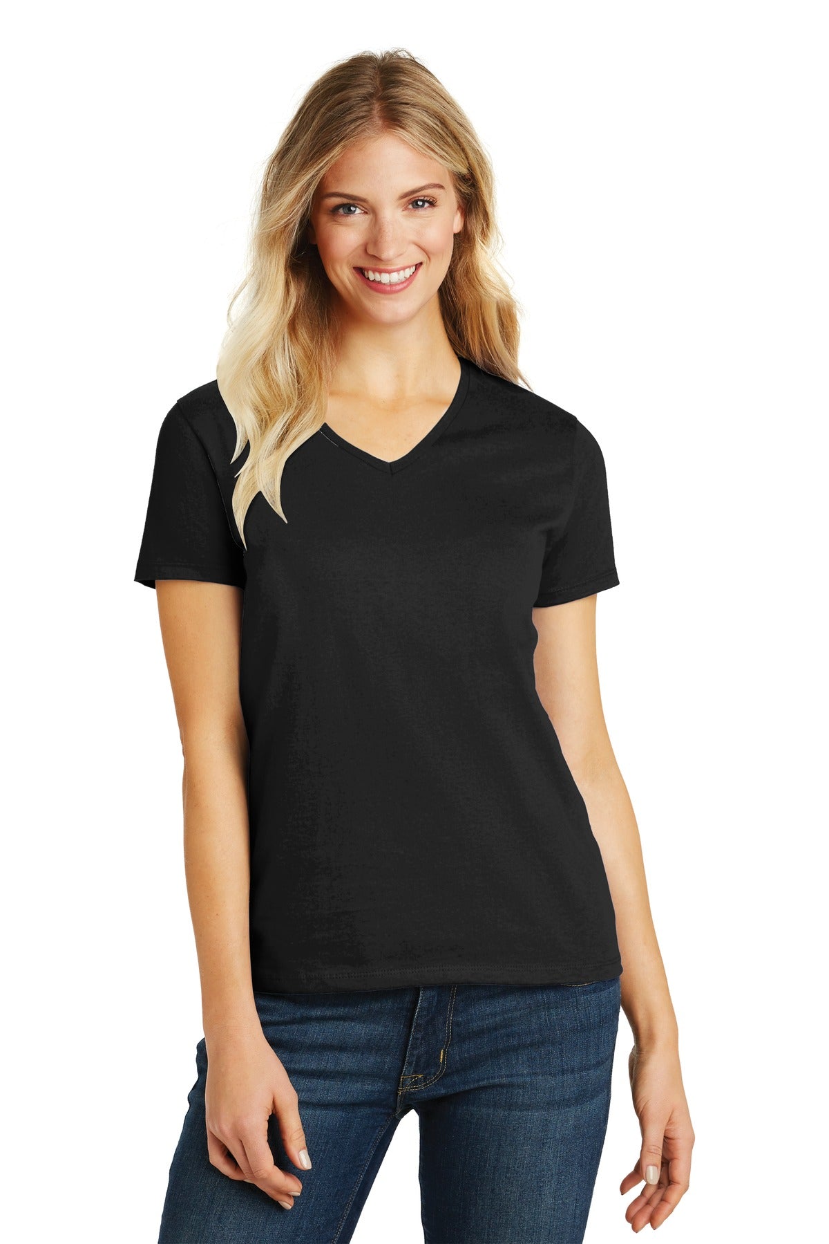 District ®  Women's Perfect Blend ®  CVC V-Neck Tee. DM1190L