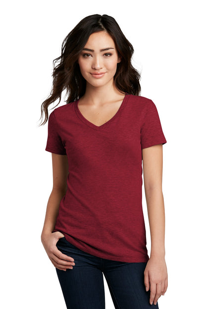 District ®  Women's Perfect Blend ®  CVC V-Neck Tee. DM1190L - Red Fleck