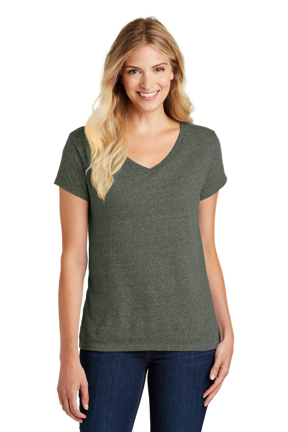 District ®  Women's Perfect Blend ®  CVC V-Neck Tee. DM1190L