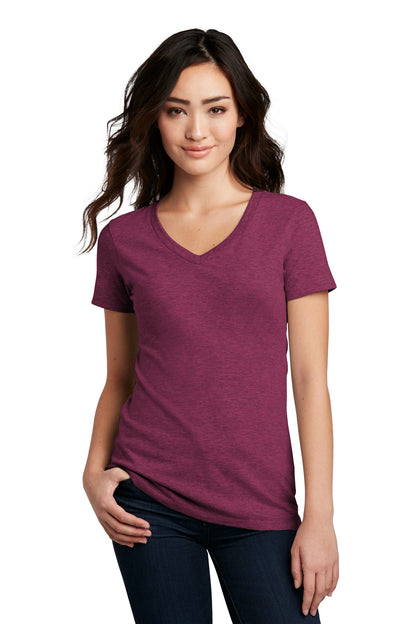 District ®  Women's Perfect Blend ®  CVC V-Neck Tee. DM1190L - Raspberry Fleck