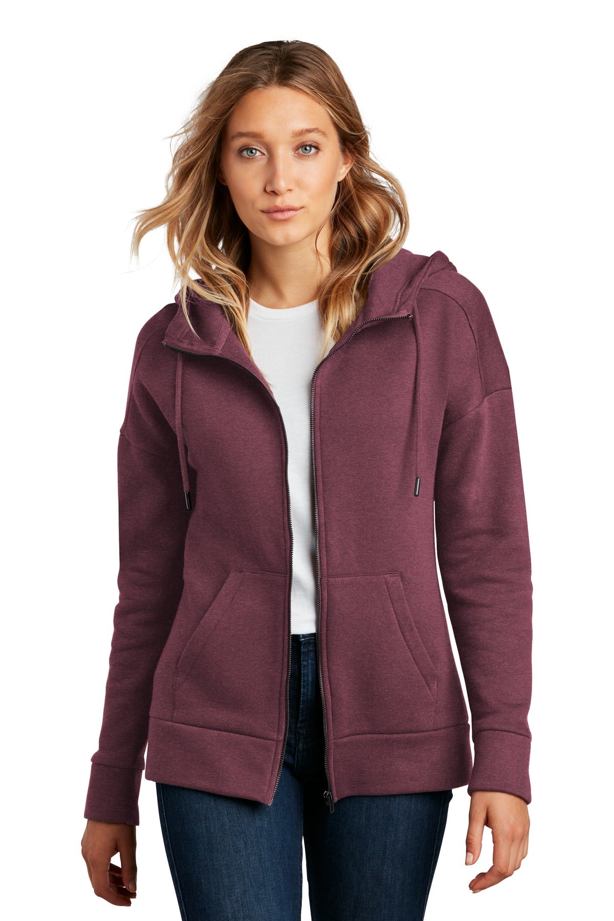 District ® Women's Perfect Weight ® Fleece Drop Shoulder Full-Zip Hoodie DT1104