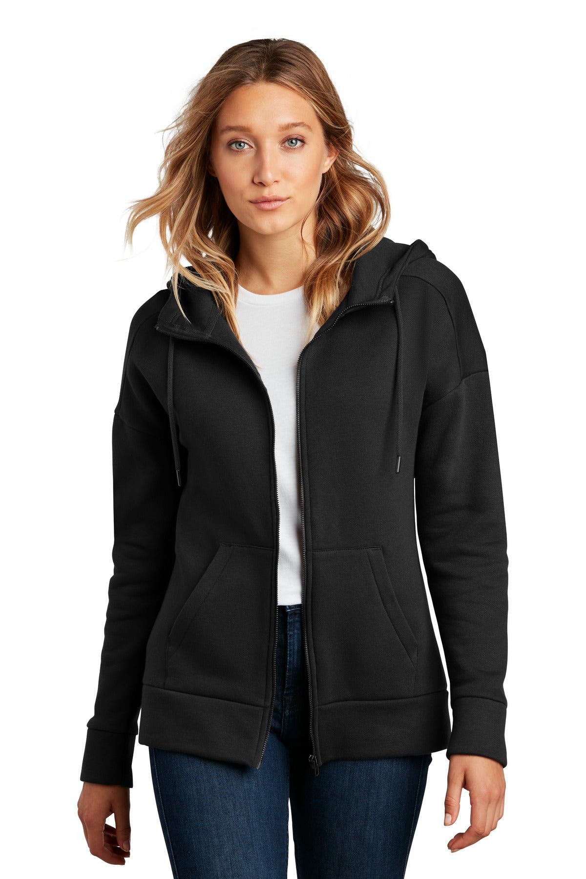 District ® Women's Perfect Weight ® Fleece Drop Shoulder Full-Zip Hoodie DT1104