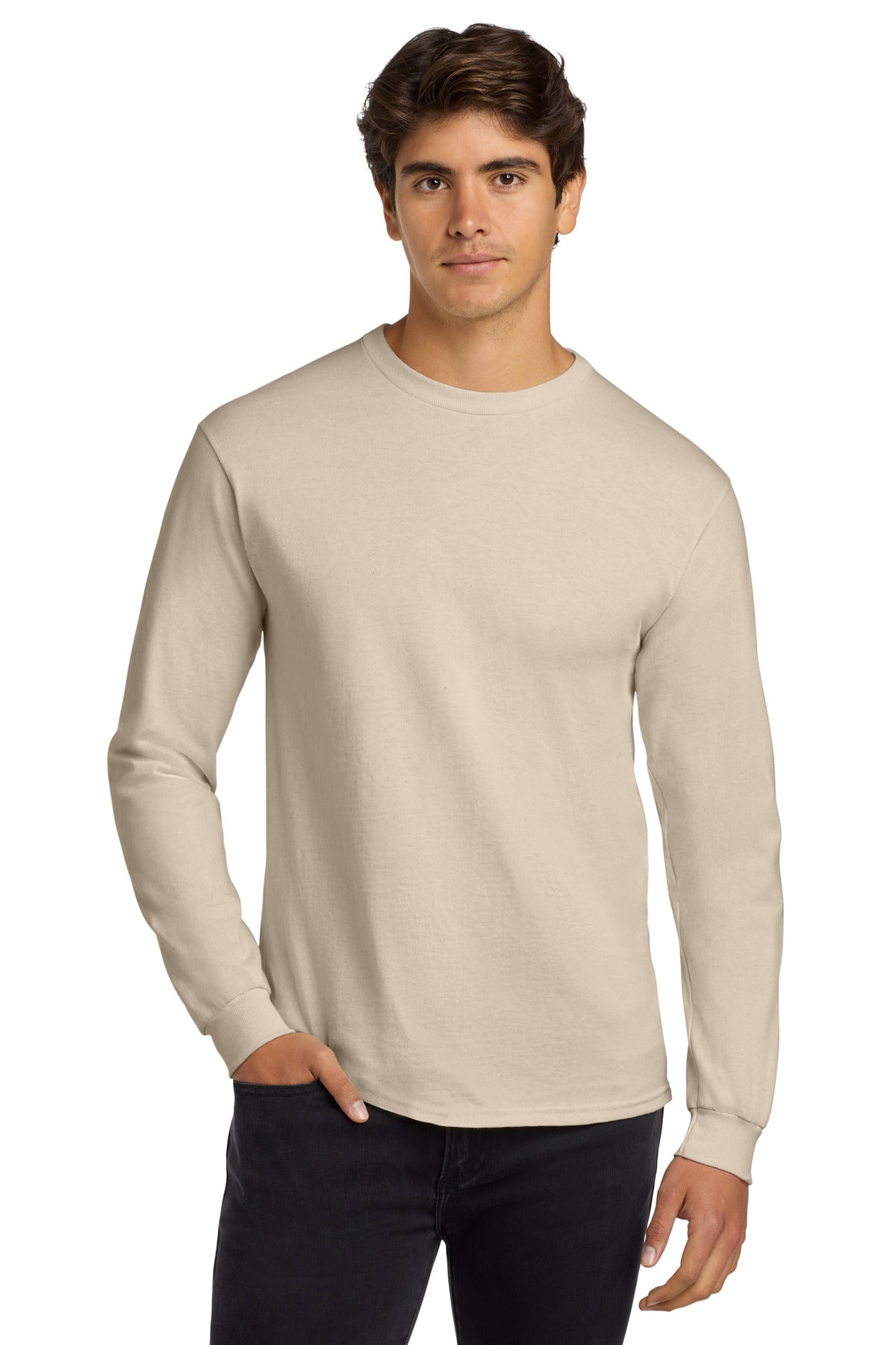 Gildan ®  - Ultra Cotton ®  100% US Cotton Long Sleeve T-Shirt.  G2400 - Natural