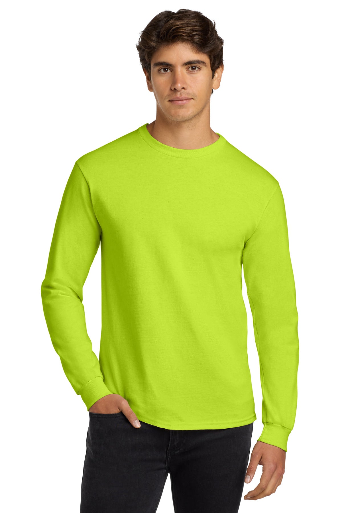 Gildan ®  - Ultra Cotton ®  100% US Cotton Long Sleeve T-Shirt.  G2400 - Safety Green