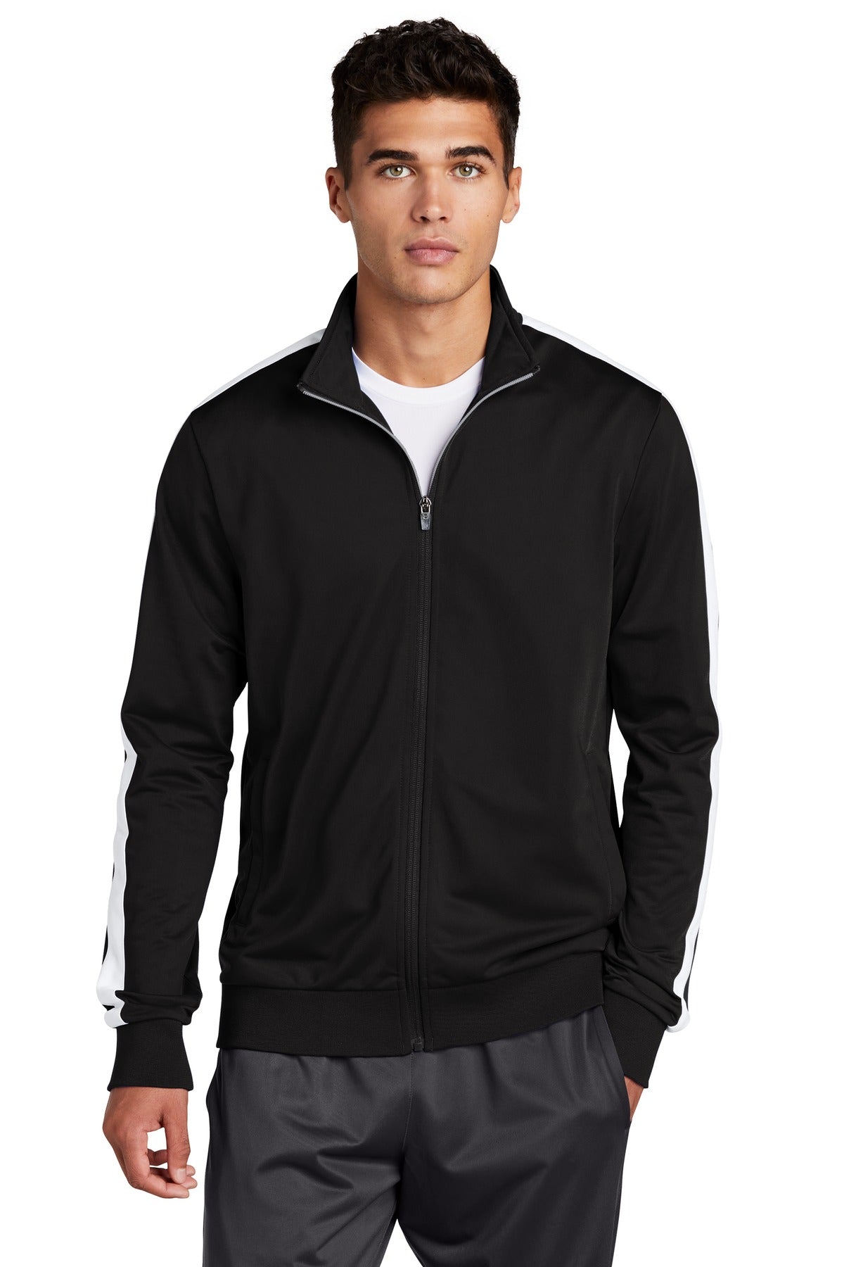 Sport-Tek  ®  Tricot Sleeve Stripe Track Jacket. JST94