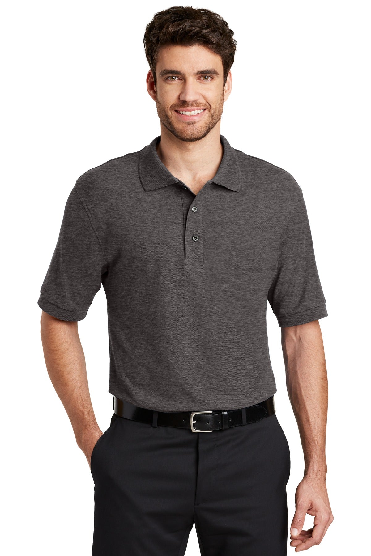 Port Authority ®  Extended Size Silk Touch™ Polo K500ES - Charcoal Heather Grey