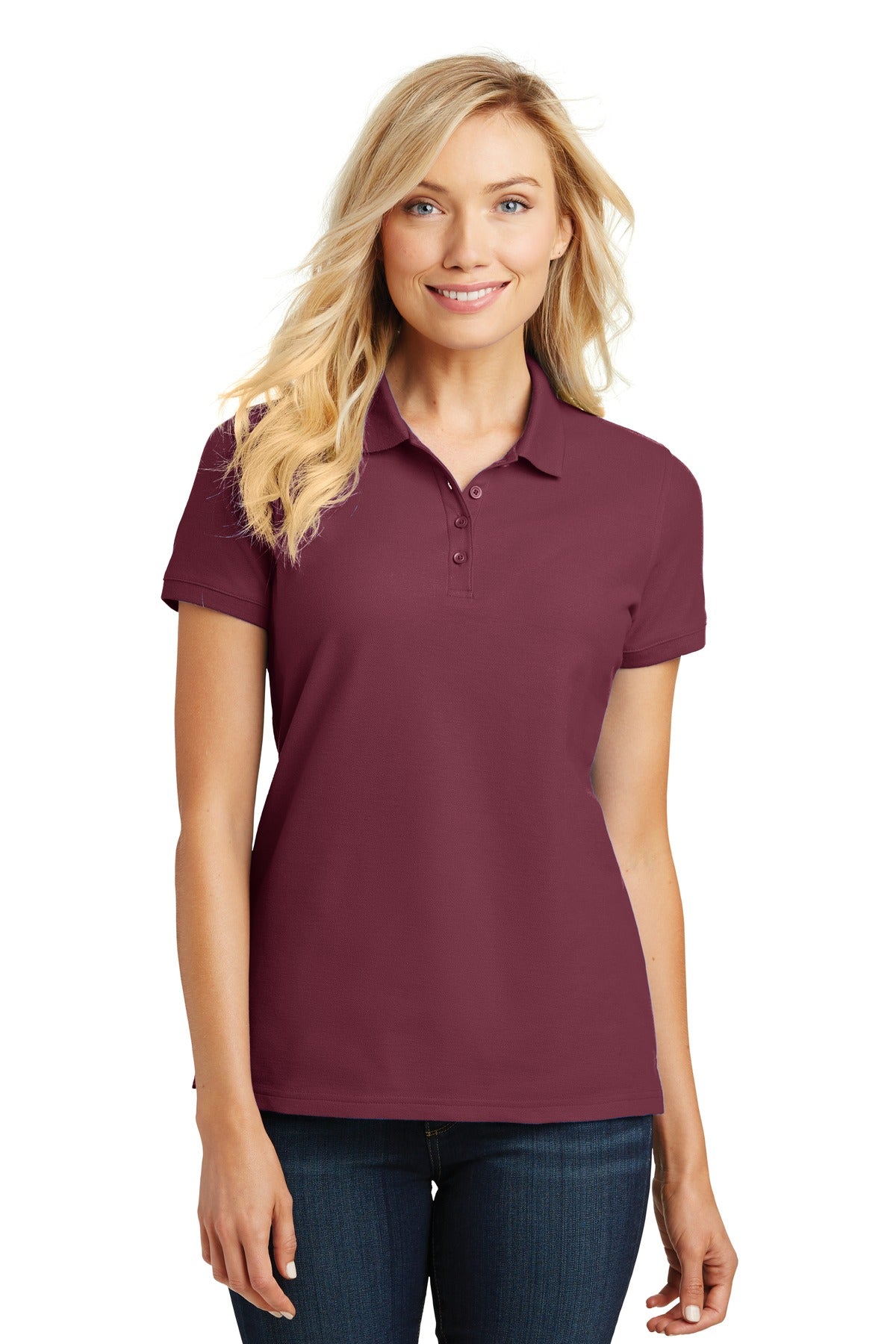 Port Authority® Ladies Core Classic Pique Polo. L100 - Burgundy